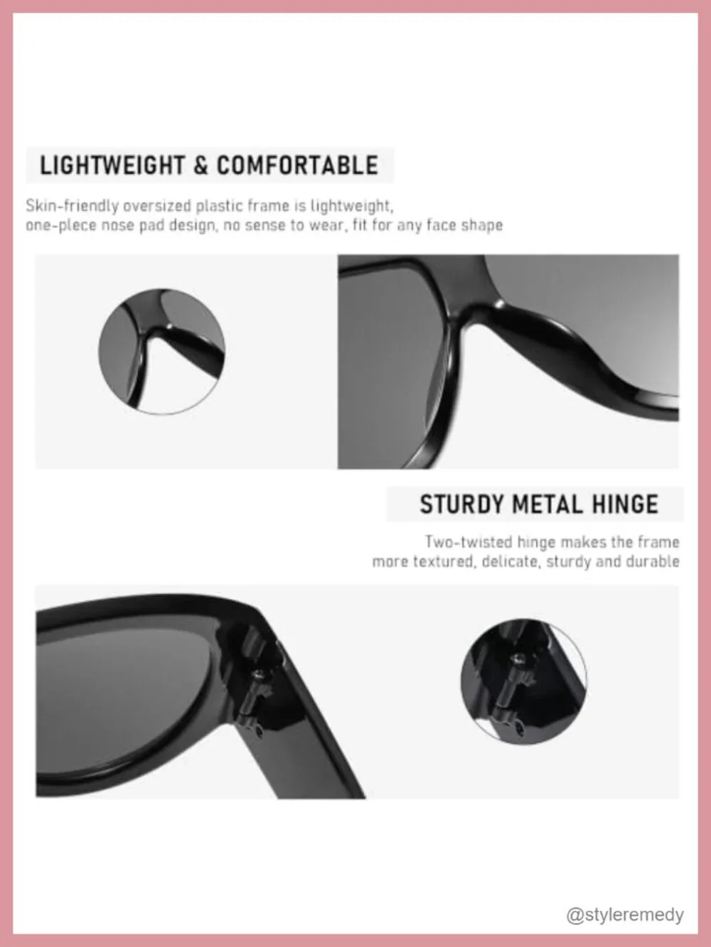Oversized Square Sunglasses for Women UV400 Protection